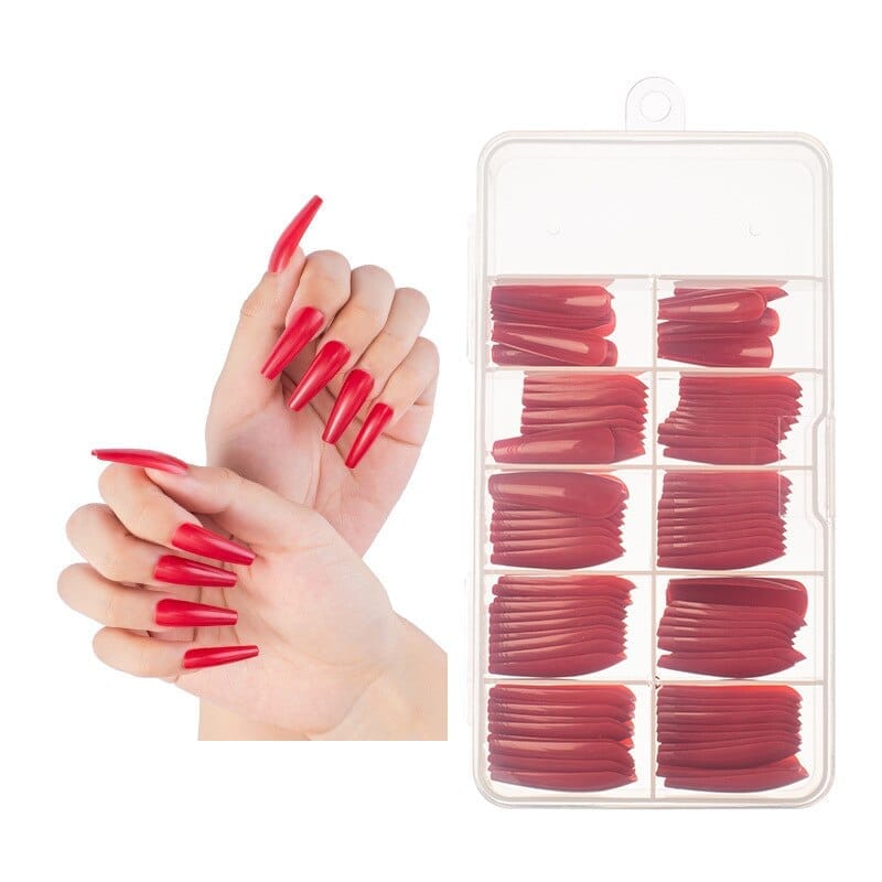 100 Pcs/Box UV Gel Full Cover Acrylic Clear and Natural Coffin Nails