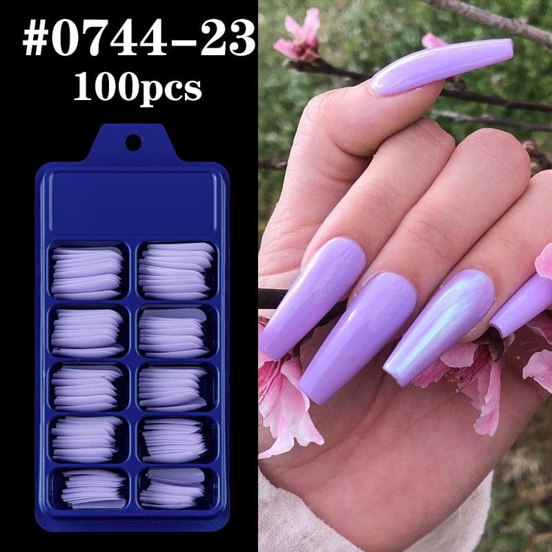 100pcs Solid Color Plastic Shiny High-Hard Holiday Ballerina Nails