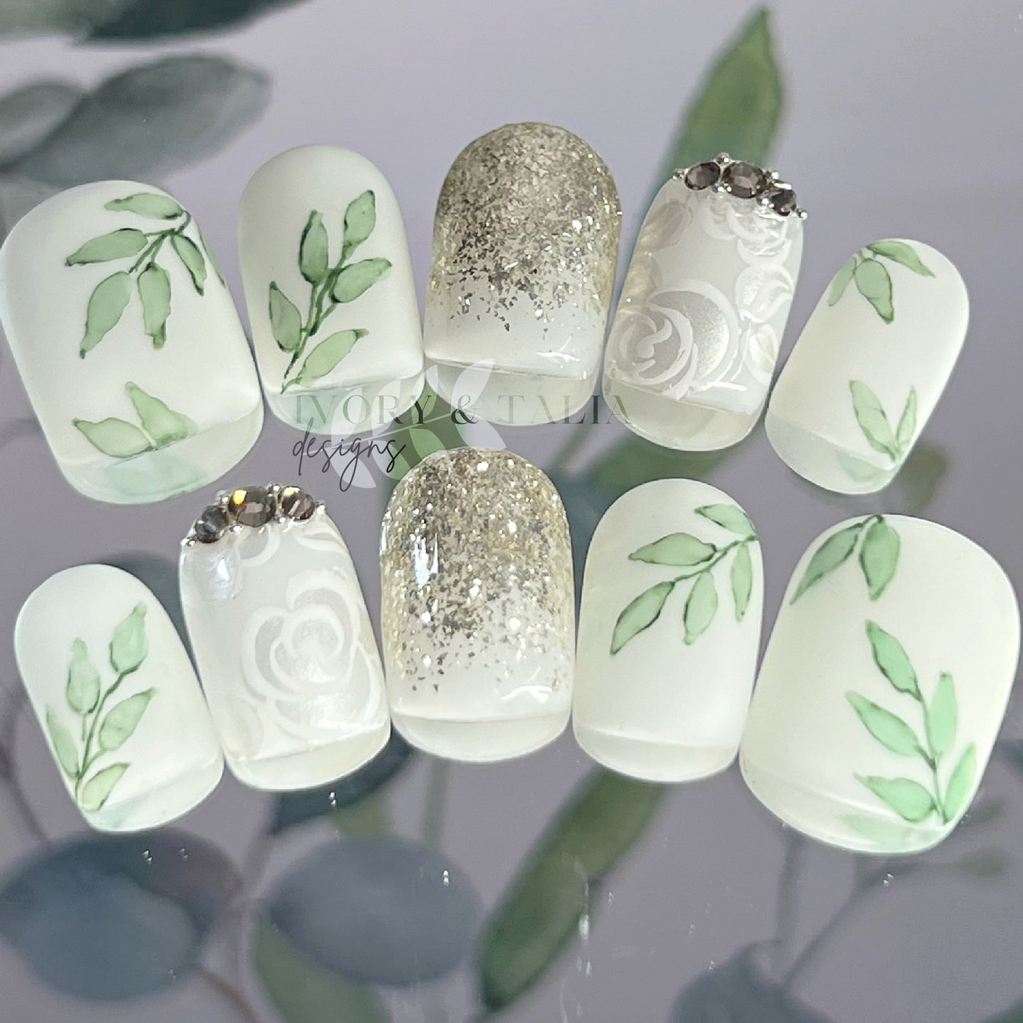 Water Color Vines Press on Gel Nails ($CAD)