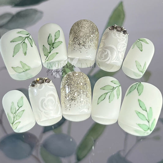 Water Color Vines Press on Gel Nails ($CAD)