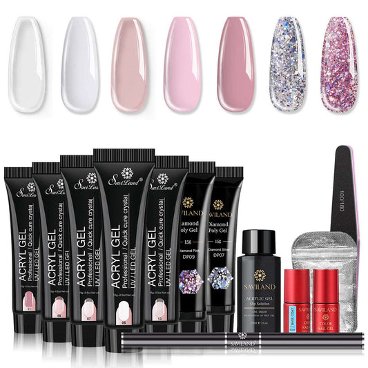 [US ONLY]7 Colors Glitter Nude Nature Series Poly Nails Gel Kit