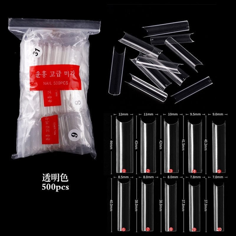 100/500pcs/Bag False Ballerina Natural/Transparent Coffin Fake Nails