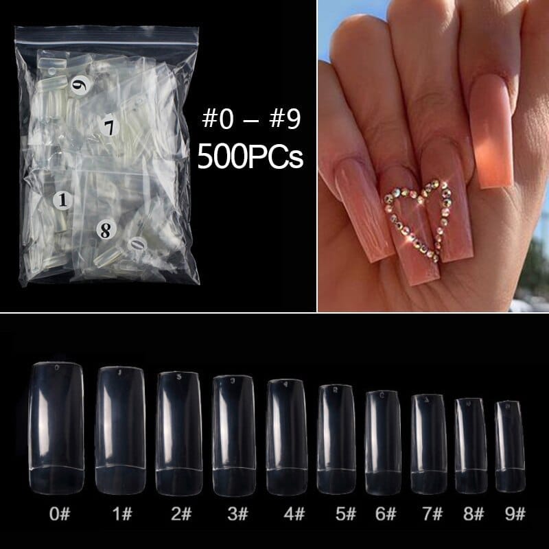 100/500pcs/Bag False Ballerina Natural/Transparent Coffin Fake Nails