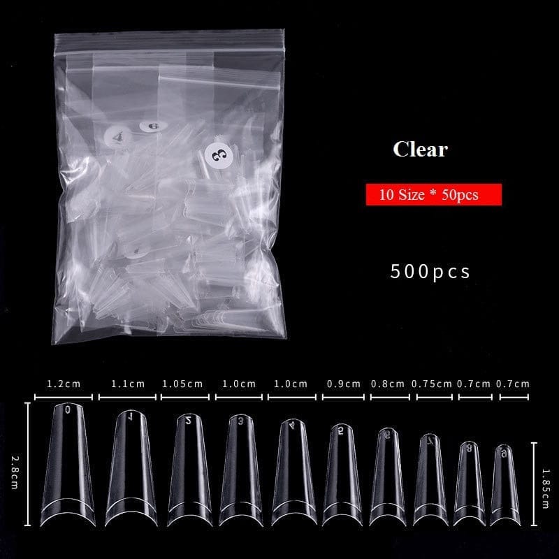 100/500pcs/Bag False Ballerina Natural/Transparent Coffin Fake Nails
