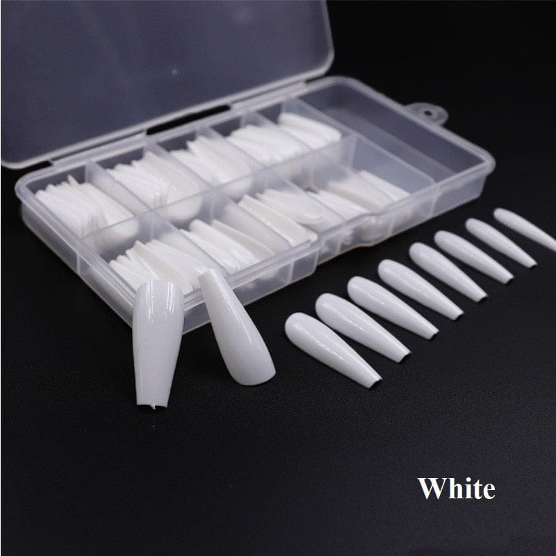 100/500pcs/Bag False Ballerina Natural/Transparent Coffin Fake Nails