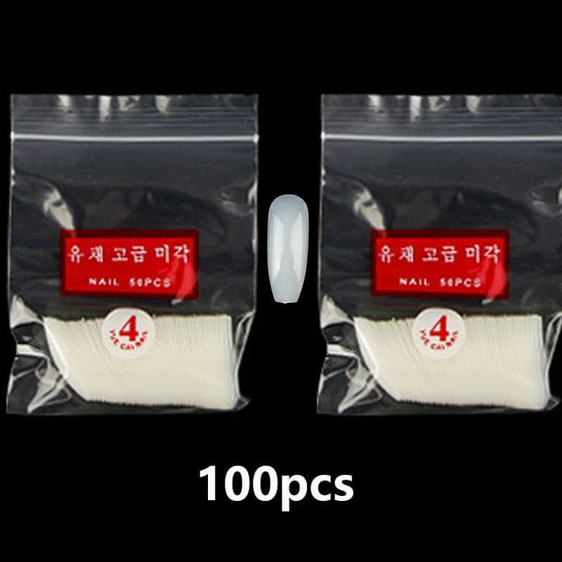 100/500pcs/Bag False Ballerina Natural/Transparent Coffin Fake Nails