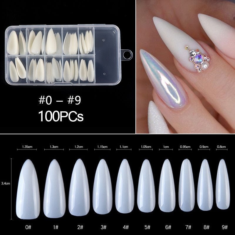 100/500pcs/Bag False Ballerina Natural/Transparent Coffin Fake Nails
