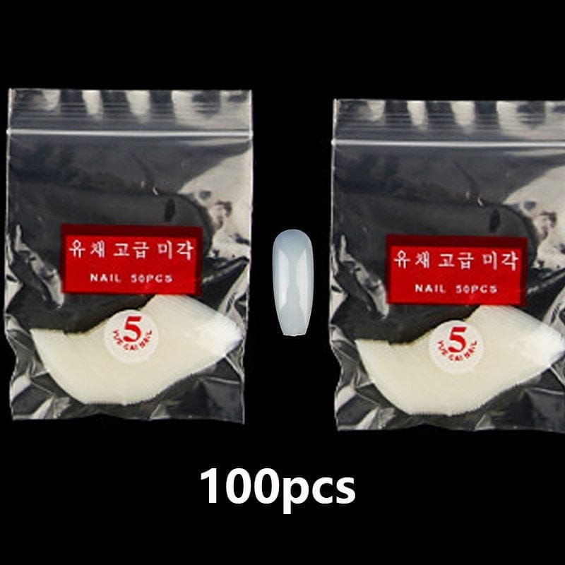 100/500pcs/Bag False Ballerina Natural/Transparent Coffin Fake Nails