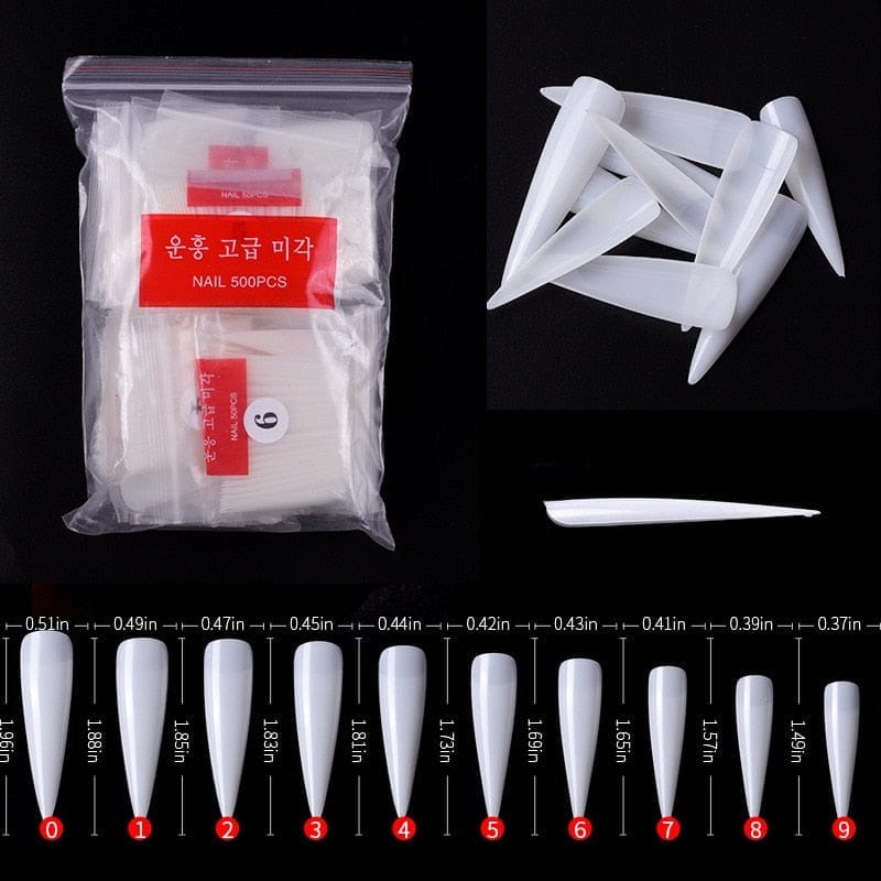 100/500pcs/Bag False Ballerina Natural/Transparent Coffin Fake Nails
