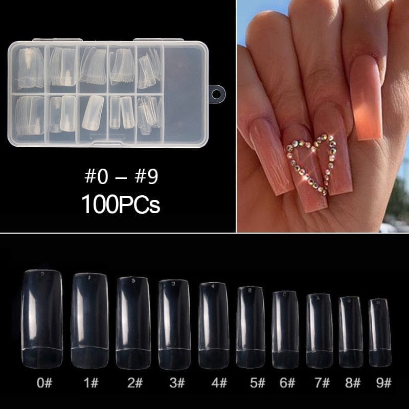 100/500pcs/Bag False Ballerina Natural/Transparent Coffin Fake Nails