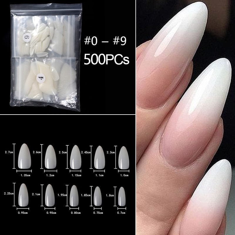100/500pcs/Bag False Ballerina Natural/Transparent Coffin Fake Nails