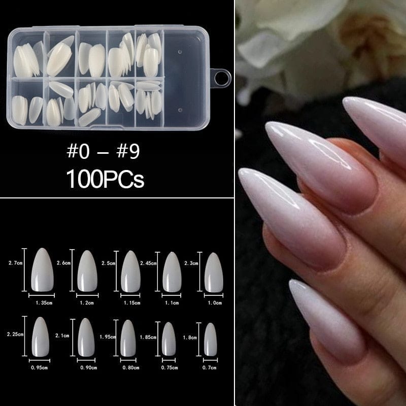 100/500pcs/Bag False Ballerina Natural/Transparent Coffin Fake Nails