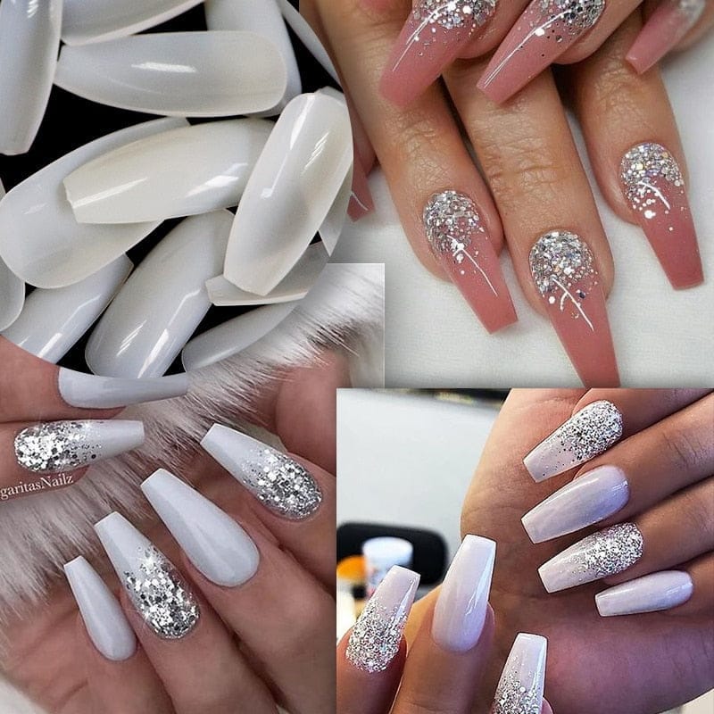 100/500pcs/Bag False Ballerina Natural/Transparent Coffin Fake Nails