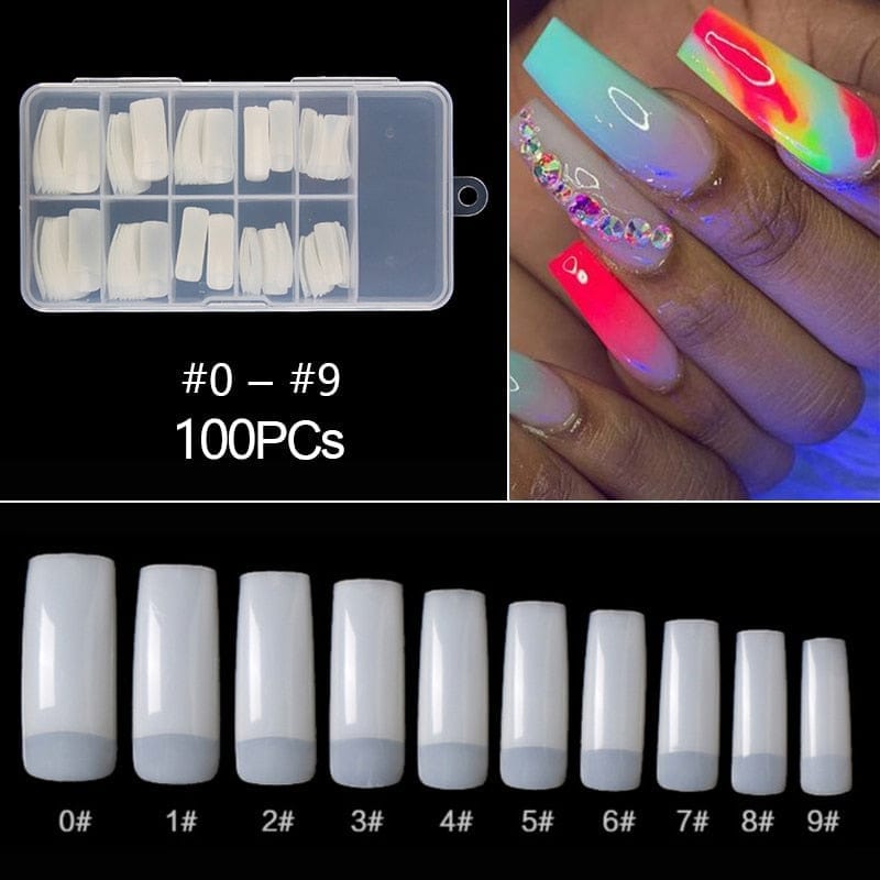 100/500pcs/Bag False Ballerina Natural/Transparent Coffin Fake Nails
