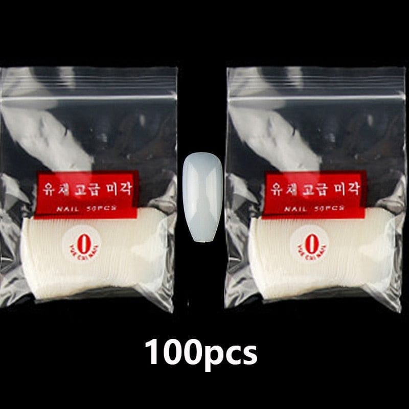 100/500pcs/Bag False Ballerina Natural/Transparent Coffin Fake Nails