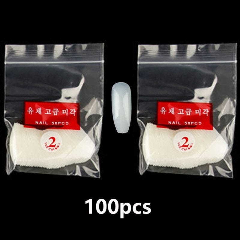 100/500pcs/Bag False Ballerina Natural/Transparent Coffin Fake Nails