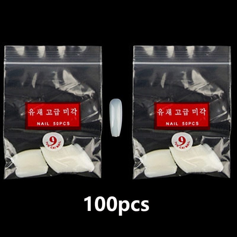 100/500pcs/Bag False Ballerina Natural/Transparent Coffin Fake Nails