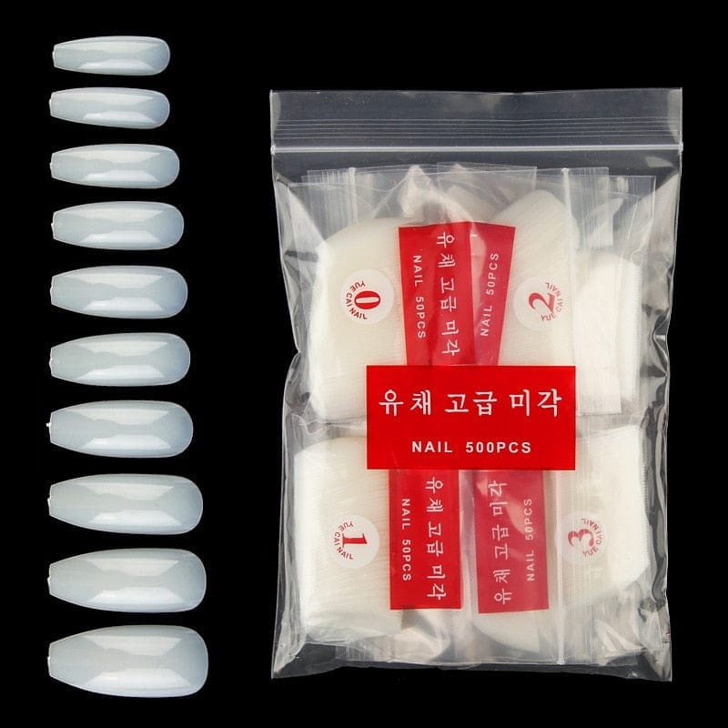 100/500pcs/Bag False Ballerina Natural/Transparent Coffin Fake Nails