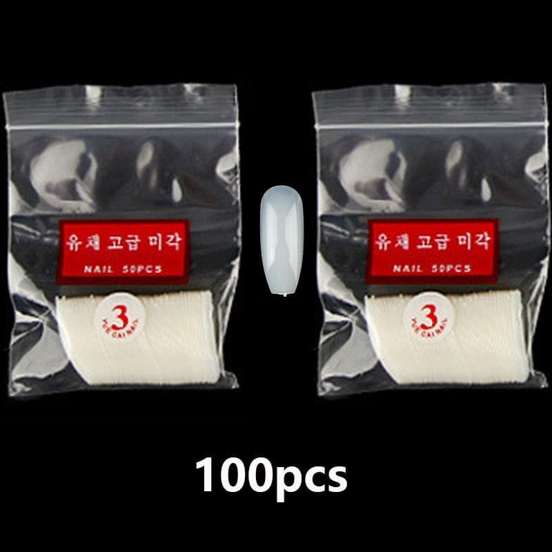 100/500pcs/Bag False Ballerina Natural/Transparent Coffin Fake Nails