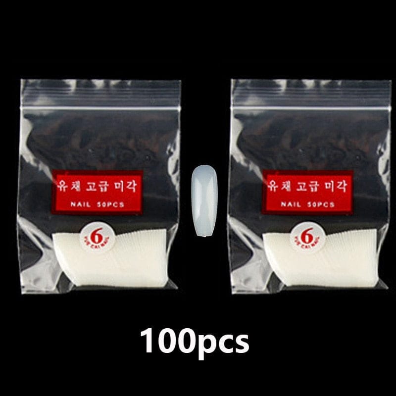 100/500pcs/Bag False Ballerina Natural/Transparent Coffin Fake Nails
