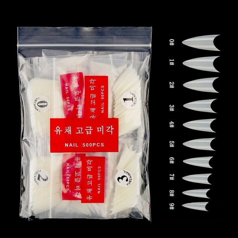 100/500pcs/Bag False Ballerina Natural/Transparent Coffin Fake Nails