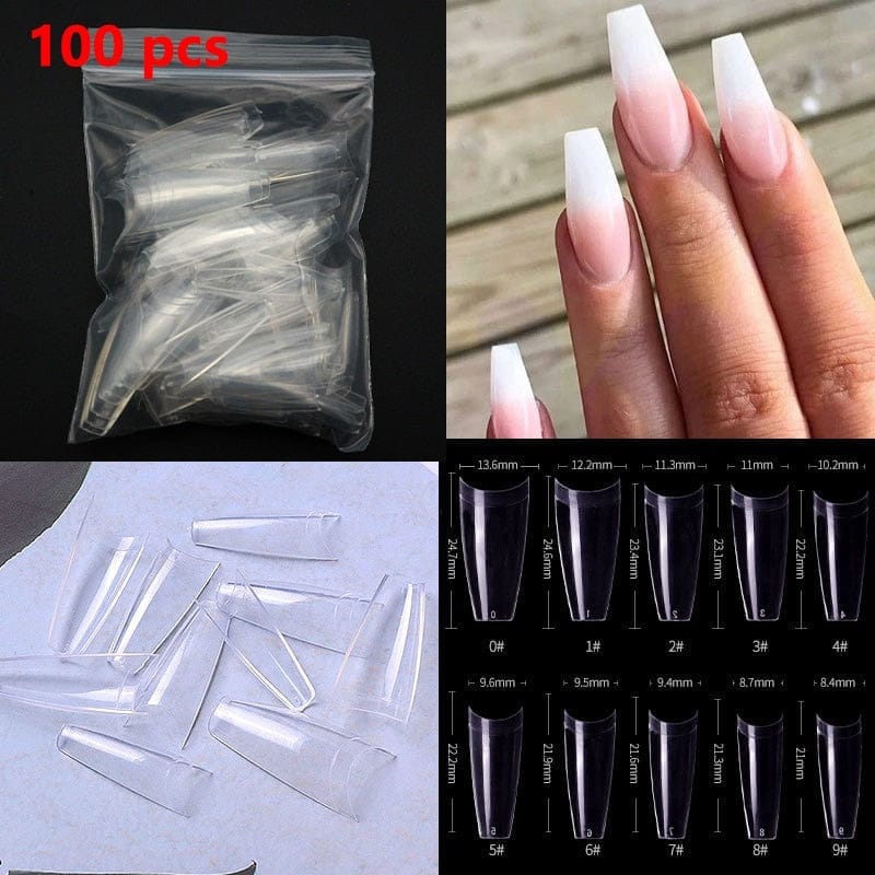100/500pcs French Ballerina Fake Nail Tips