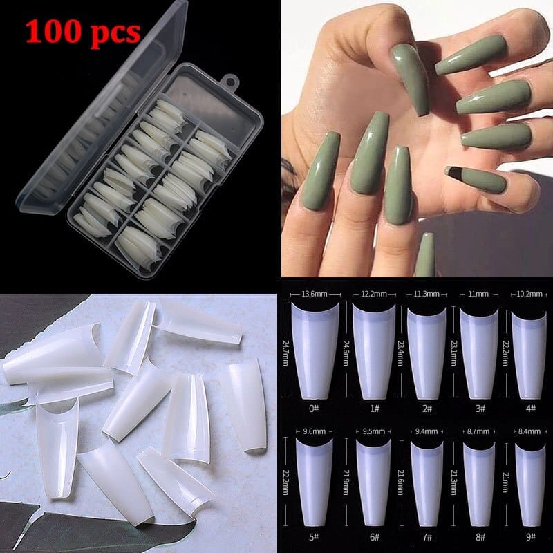 100/500pcs French Ballerina Fake Nail Tips