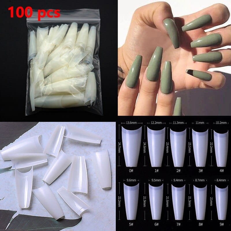 100/500pcs French Ballerina Fake Nail Tips