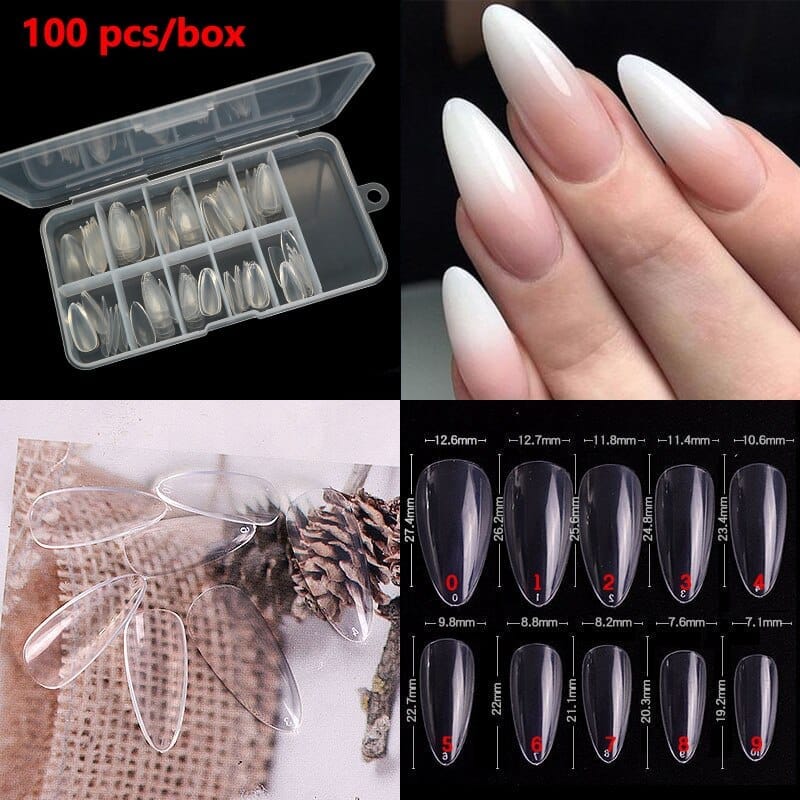 100/500pcs French Ballerina Fake Nail Tips