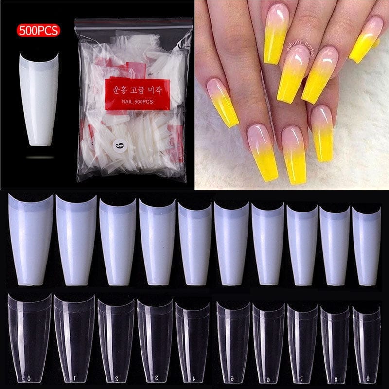 100/500pcs French Ballerina Fake Nail Tips