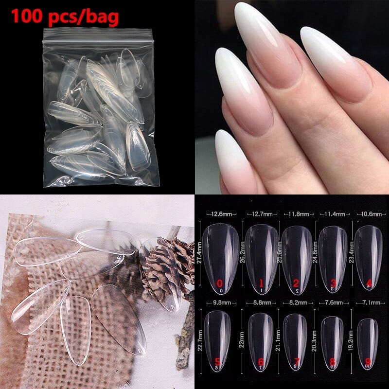 100/500pcs French Ballerina Fake Nail Tips