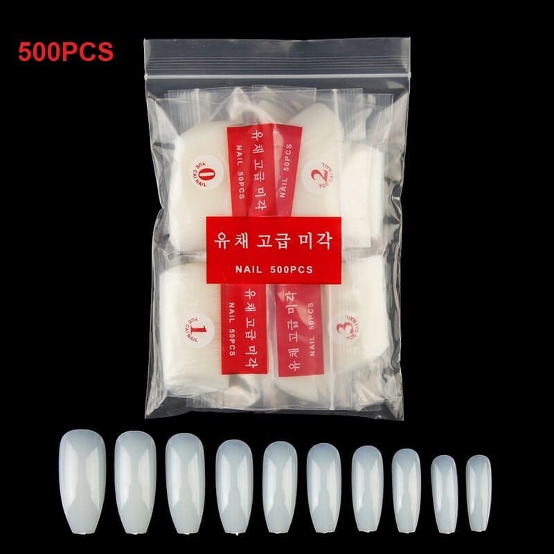 100/500pcs French Ballerina Fake Nail Tips