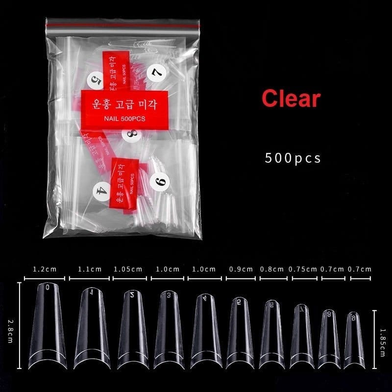 100/500pcs French Ballerina Fake Nail Tips