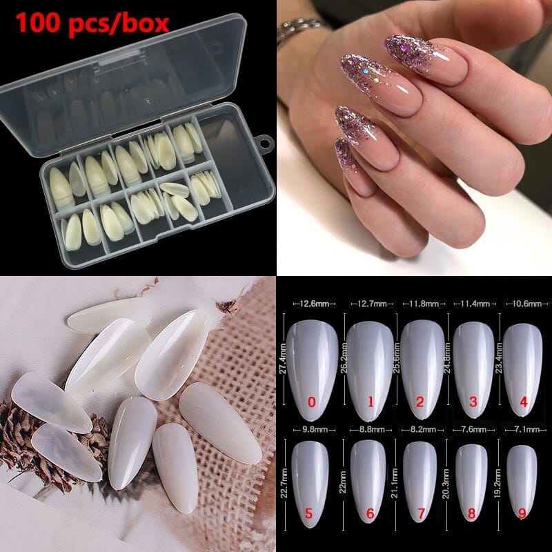 100/500pcs French Ballerina Fake Nail Tips