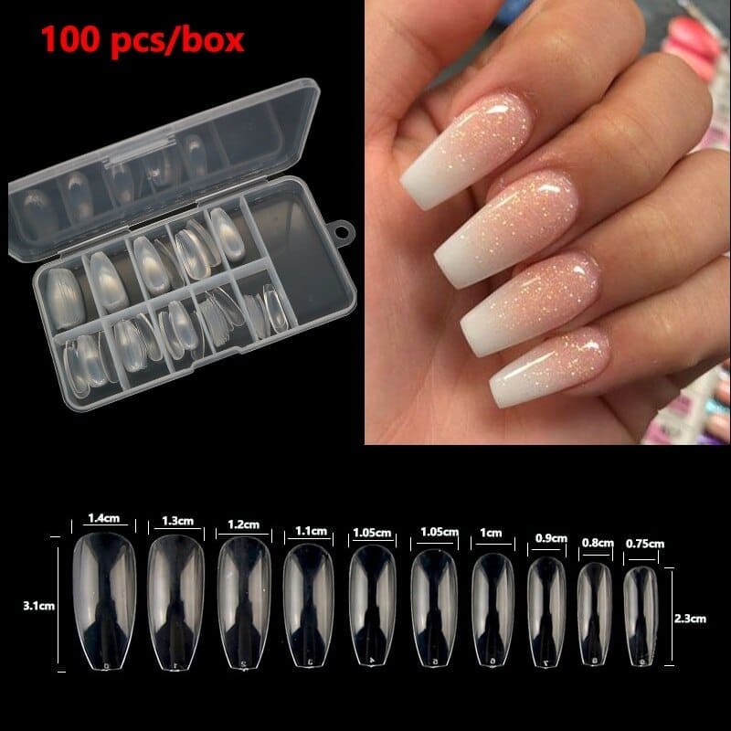 100/500pcs French Ballerina Fake Nail Tips