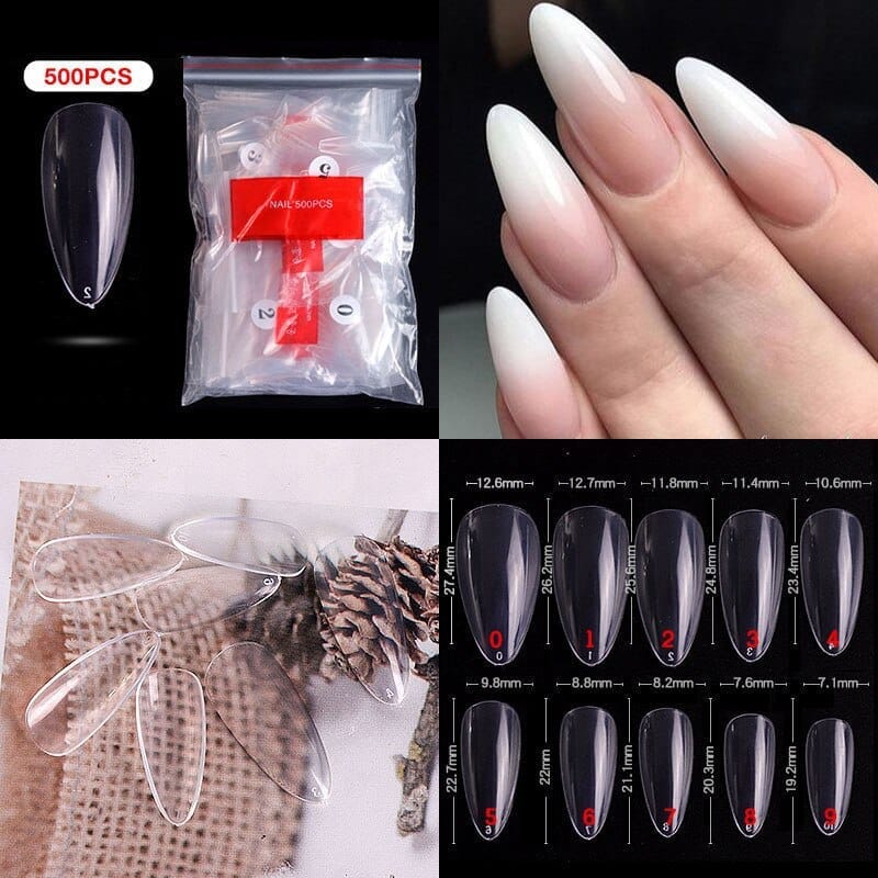 100/500pcs French Ballerina Fake Nail Tips