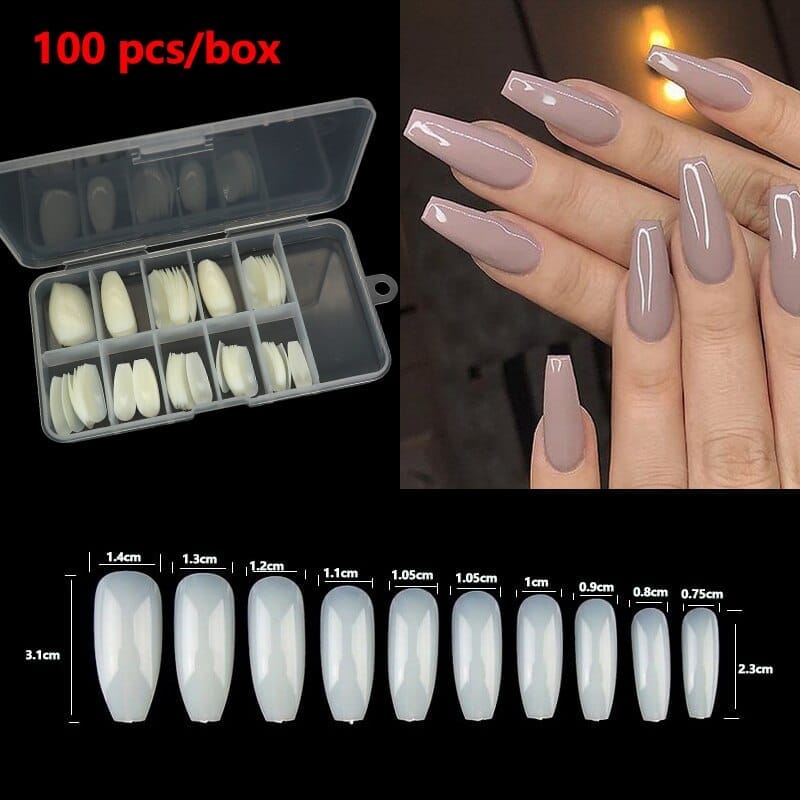 100/500pcs French Ballerina Fake Nail Tips