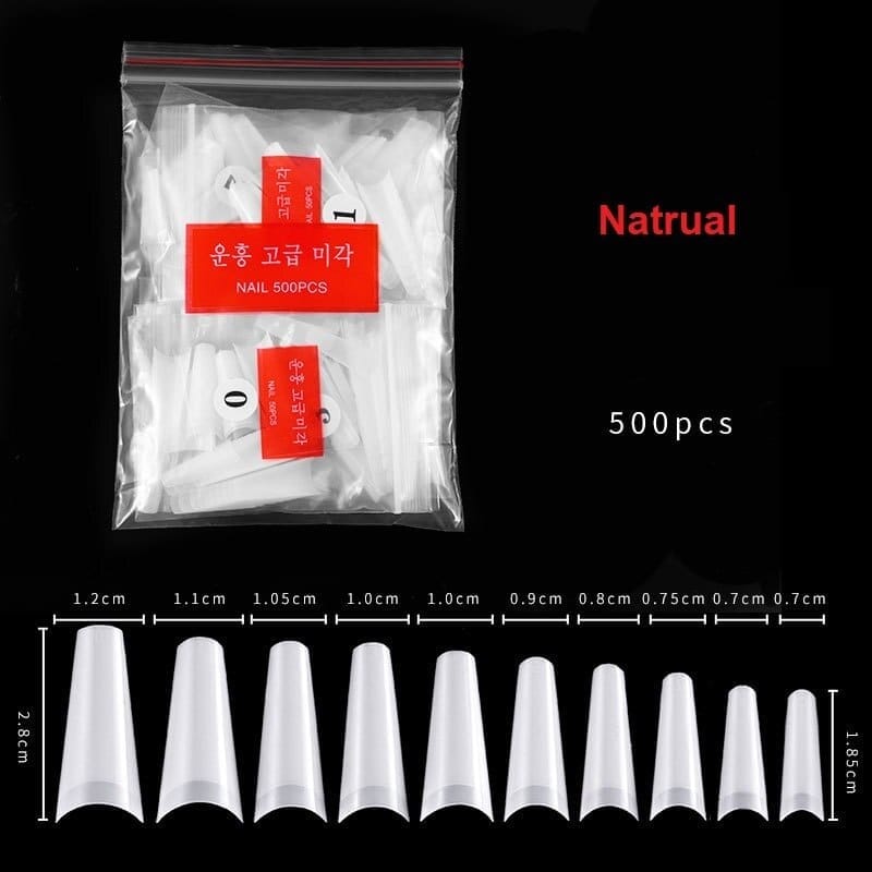 100/500pcs French Ballerina Fake Nail Tips