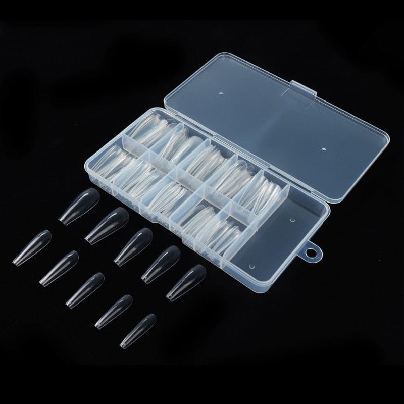 100 Pcs/Box UV Gel Full Cover Acrylic Clear and Natural Coffin Nails