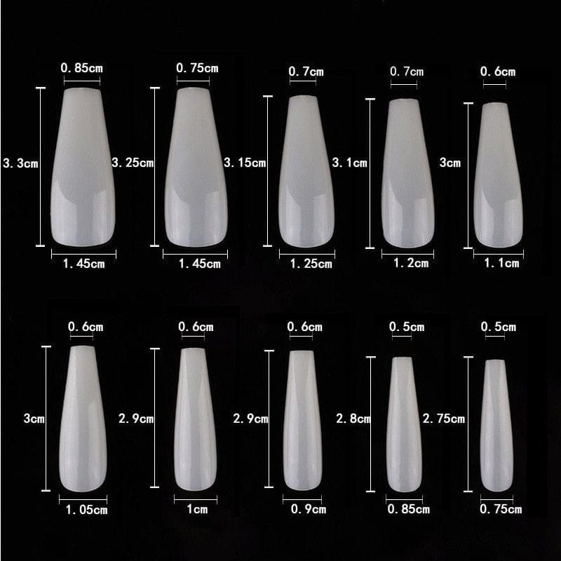 100 Pcs/Box UV Gel Full Cover Acrylic Clear and Natural Coffin Nails