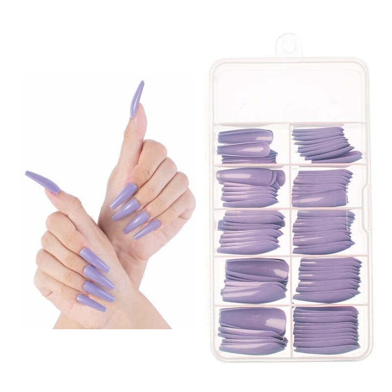 100 Pcs/Box UV Gel Full Cover Acrylic Clear and Natural Coffin Nails