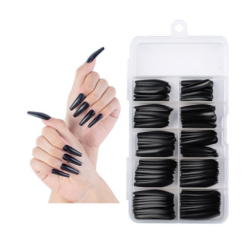 100 Pcs/Box UV Gel Full Cover Acrylic Clear and Natural Coffin Nails