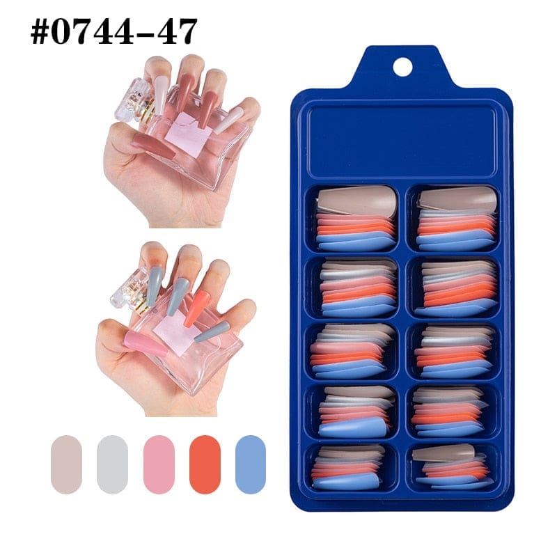100pcs Solid Color Plastic Shiny High-Hard Holiday Ballerina Nails