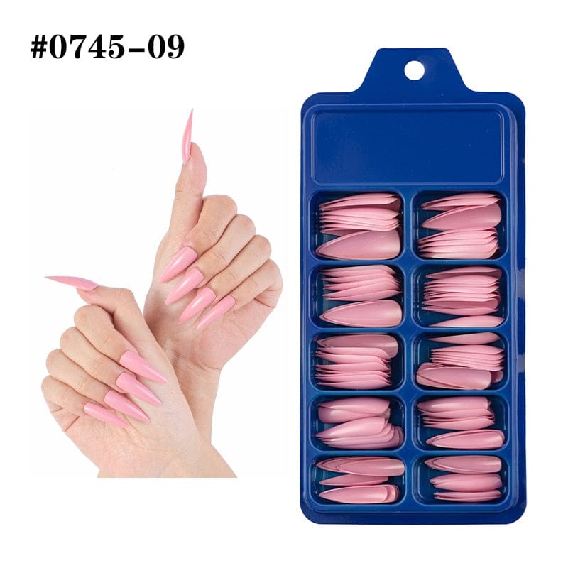 100pcs Solid Color Plastic Shiny High-Hard Holiday Ballerina Nails