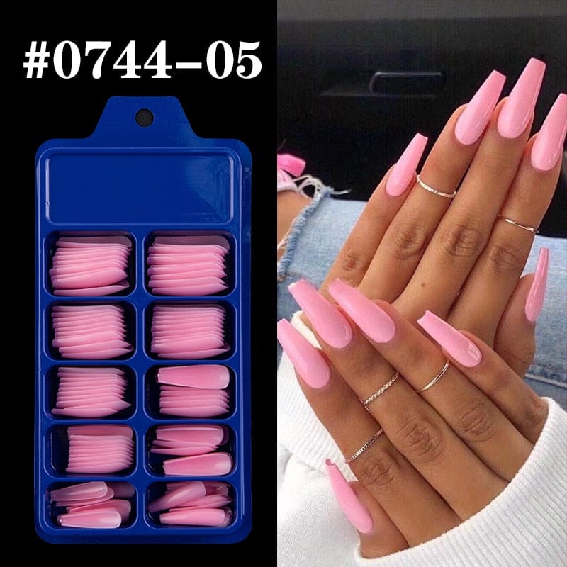 100pcs Solid Color Plastic Shiny High-Hard Holiday Ballerina Nails