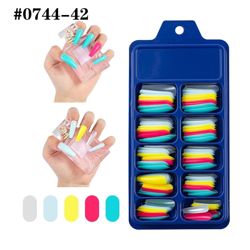 100pcs Solid Color Plastic Shiny High-Hard Holiday Ballerina Nails