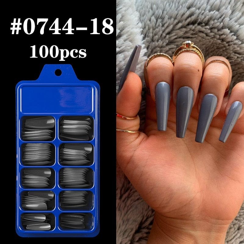 100pcs Solid Color Plastic Shiny High-Hard Holiday Ballerina Nails