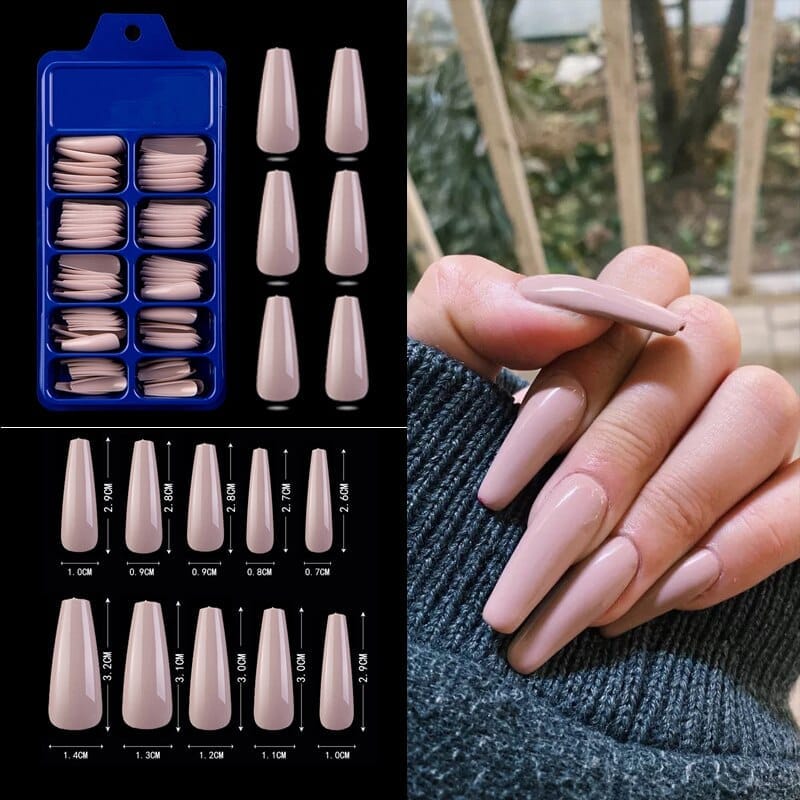 100pcs Solid Color Plastic Shiny High-Hard Holiday Ballerina Nails