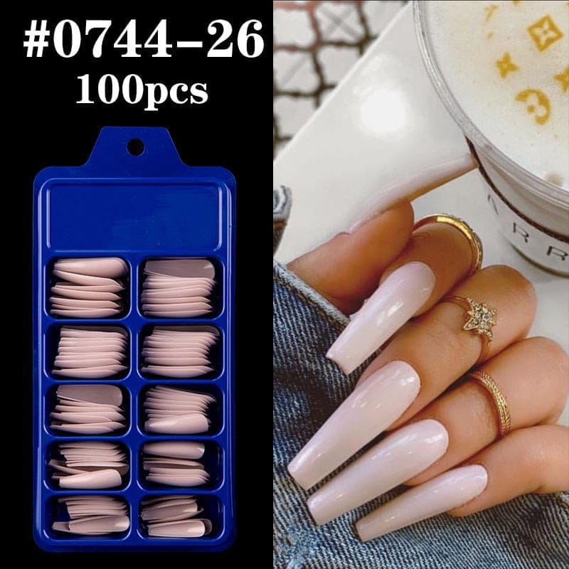 100pcs Solid Color Plastic Shiny High-Hard Holiday Ballerina Nails