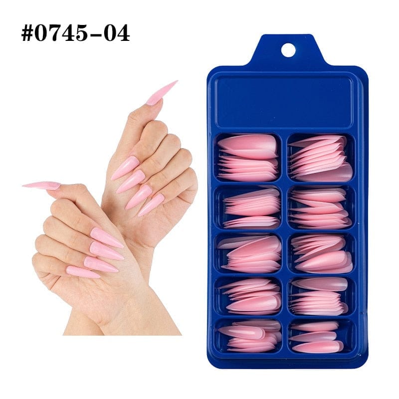 100pcs Solid Color Plastic Shiny High-Hard Holiday Ballerina Nails